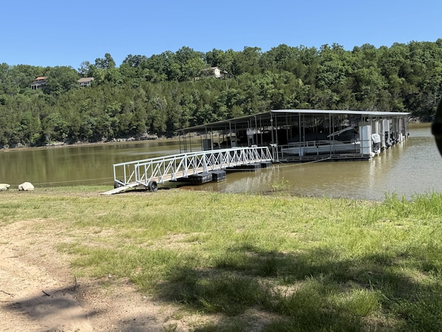 26474 Kings River Rd, Shell Knob, MO 65747 - dock area featuring a forest view and a water view
