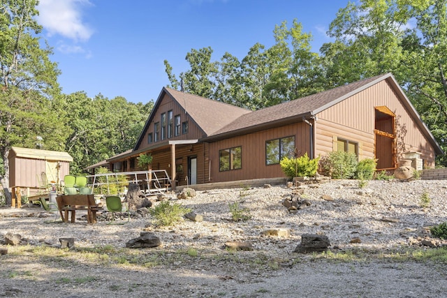26474 Kings River Rd, Shell Knob, MO 65747 - view of front of property featuring roof with shingles and a shed