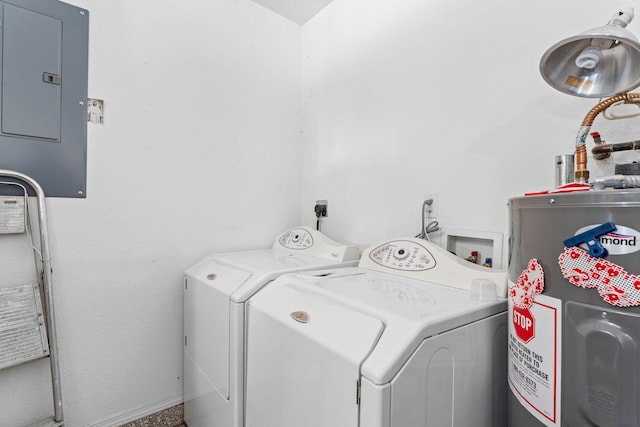 295 Deer Run Rd, Branson, MO 65616 - washroom featuring electric water heater, electric panel, and separate washer and dryer