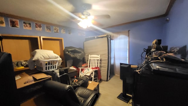 210 Castle Rock Dr, Kissee Mills, MO 65680 - bedroom with a ceiling fan and light colored carpet