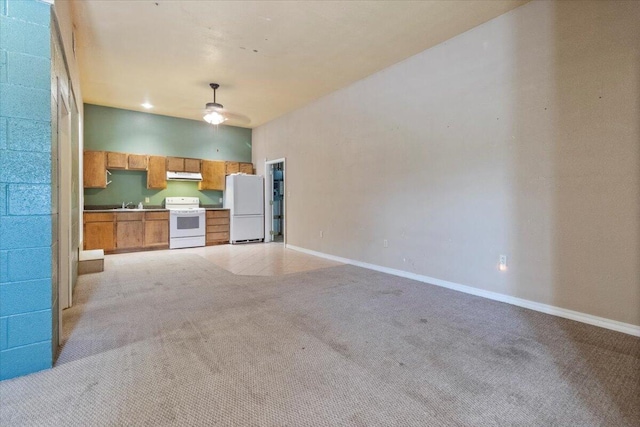 3493 US Highway 160, West Plains, MO 65775 - unfurnished living room featuring a ceiling fan and light carpet