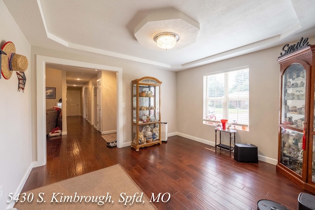 5430 S Kimbrough Ave, Springfield, MO 65810 - corridor with a raised ceiling and dark wood-style floors