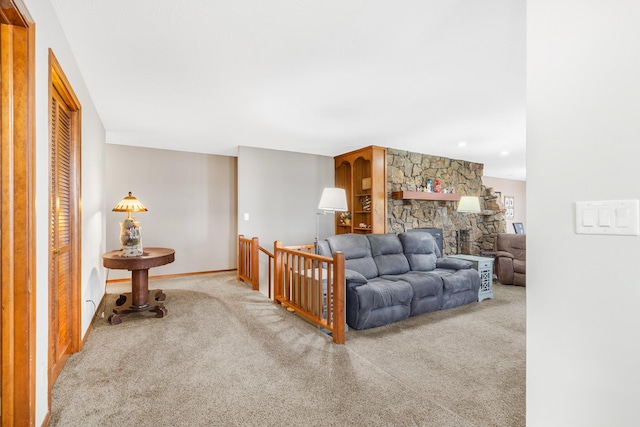 6585 N Farm Rd 61, Walnut Grove, MO 65770 - carpeted living room featuring a fireplace