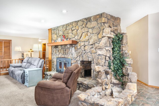 6585 N Farm Rd 61, Walnut Grove, MO 65770 - living room featuring baseboards and a fireplace