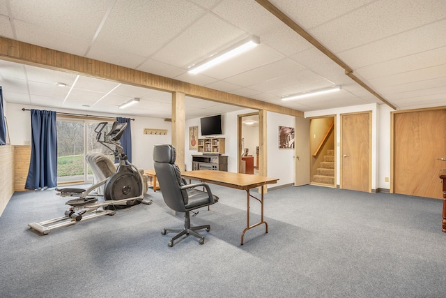 6585 N Farm Rd 61, Walnut Grove, MO 65770 - carpeted office space with a drop ceiling and a fireplace