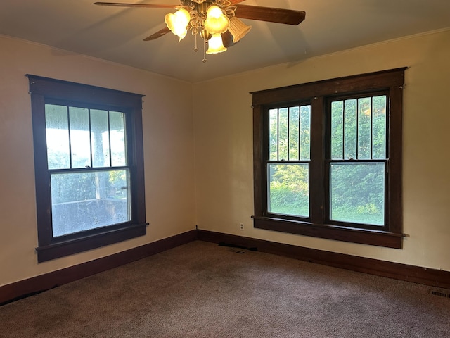 5143 Farm Rd Unit 2000, Pierce City, MO 65723 - empty room with healthy amount of natural light, dark carpet, ceiling fan, and crown molding