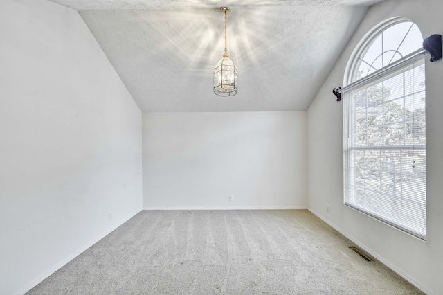 784 S 17th St, Ozark, MO 65721 - additional living space featuring vaulted ceiling, a chandelier, carpet floors, and a textured ceiling