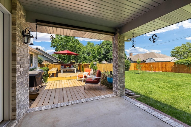 715 W Wasson St, Nixa, MO 65714 - fenced backyard featuring a wooden deck and a patio