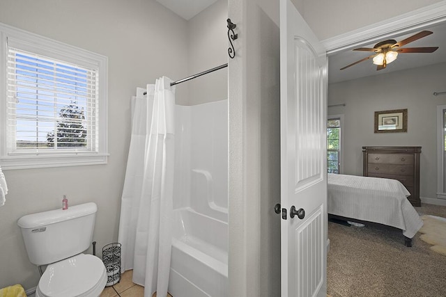 2741 Summit Dr, Joplin, MO 64804 - bathroom with ceiling fan, shower / bath combo, and ensuite bathroom
