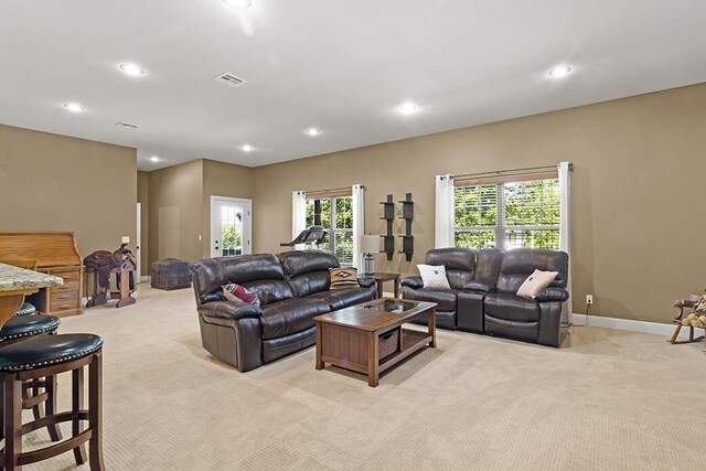 2741 Summit Dr, Joplin, MO 64804 - living area featuring light carpet and recessed lighting