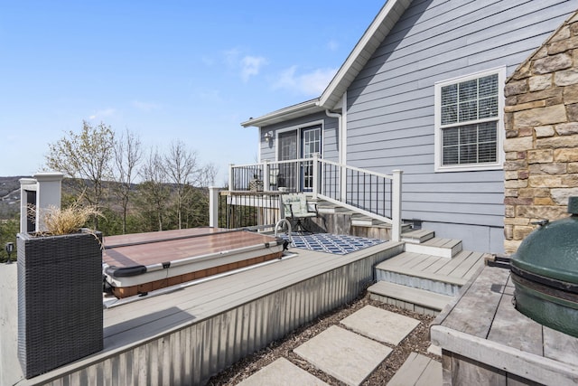 859 Crows Nest Trl, Branson, MO 65616 - deck featuring a covered hot tub and area for grilling