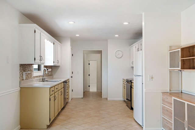 1035 Scenic View Rd, Ozark, MO 65721 - kitchen featuring stainless steel appliances, light countertops, recessed lighting, tasteful backsplash, and light tile patterned floors