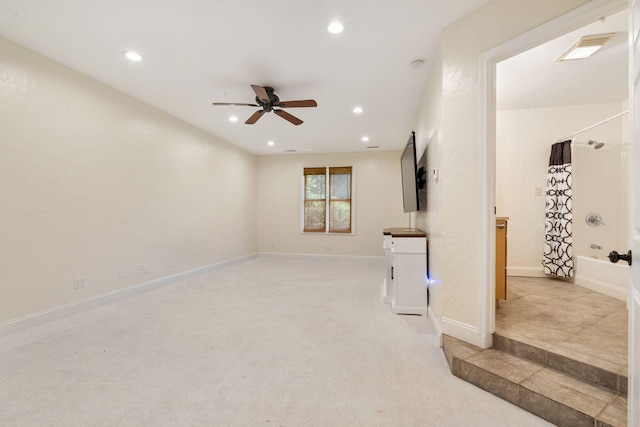 1035 Scenic View Rd, Ozark, MO 65721 - unfurnished living room with a ceiling fan, recessed lighting, and light carpet