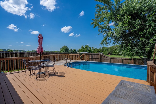 1035 Scenic View Rd, Ozark, MO 65721 - view of pool with a wooden deck and a fenced backyard