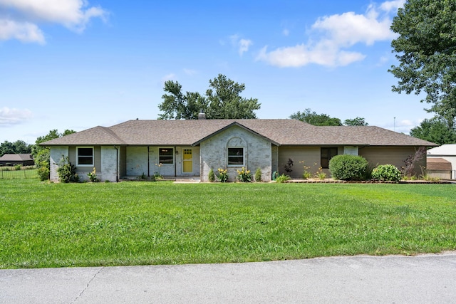 1035 Scenic View Rd, Ozark, MO 65721 - ranch-style home with a front lawn and a shingled roof