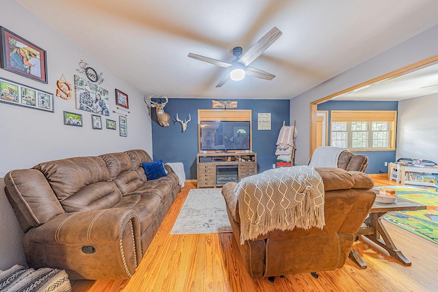 26015 County Road 262, Hermitage, MO 65668 - living room featuring wood finished floors and a ceiling fan