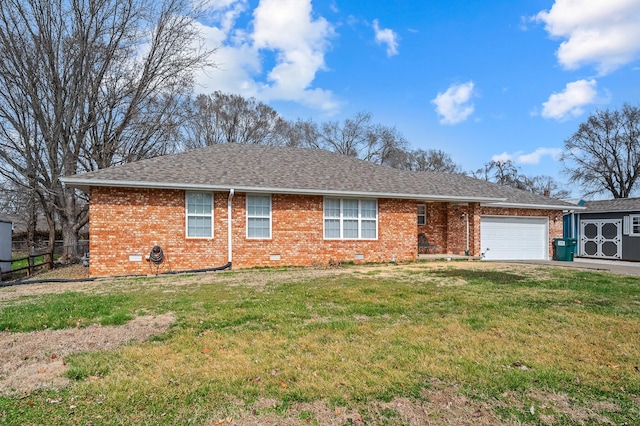 105 W Oak St, Nixa, MO 65714 - single story home with an attached garage, brick siding, roof with shingles, driveway, and crawl space