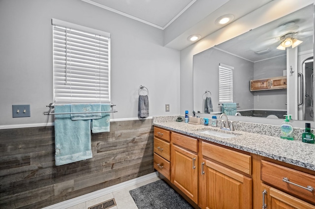 105 W Oak St, Nixa, MO 65714 - bathroom with ornamental molding, vanity, and recessed lighting