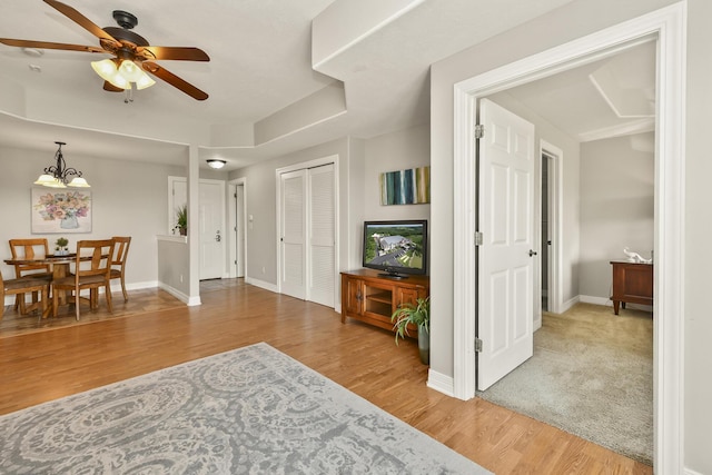 180 Grace Chapel Rd Unit 220, Blue Eye, MO 65611 - living room with a ceiling fan and light wood-type flooring
