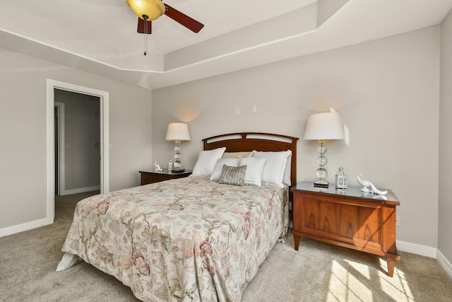 180 Grace Chapel Rd Unit 220, Blue Eye, MO 65611 - bedroom featuring carpet floors, a tray ceiling, and a ceiling fan