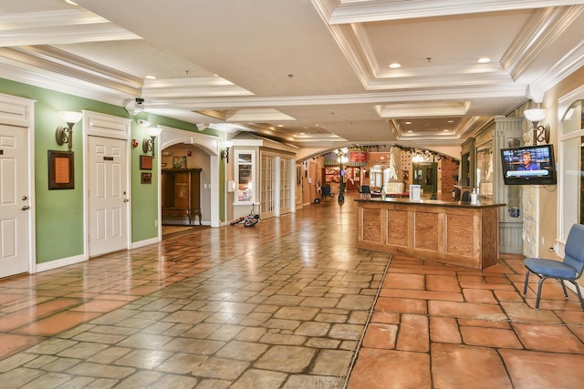 180 Grace Chapel Rd Unit 220, Blue Eye, MO 65611 - welcome area with arched walkways, ornamental molding, french doors, and recessed lighting