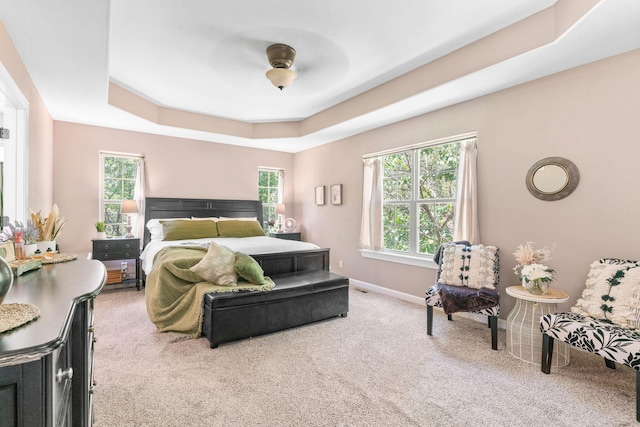 1865 Morningside Falls Blvd, Blue Eye, MO 65611 - bedroom with carpet flooring, a tray ceiling, and a ceiling fan