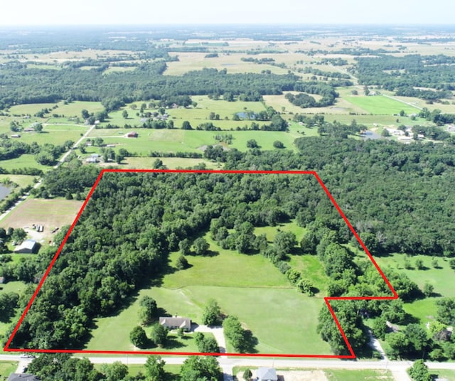 114 W Carman Rd, El Dorado Springs, MO 64744 - overview of rural landscape with property parcel outlined