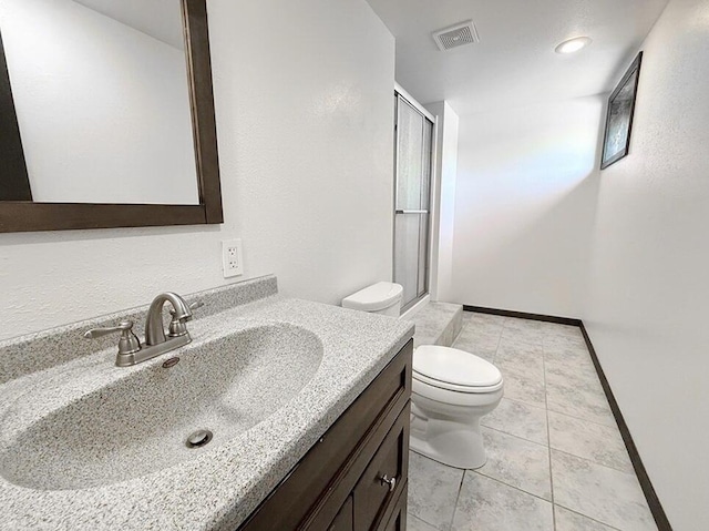 114 W Carman Rd, El Dorado Springs, MO 64744 - full bath with vanity, a shower with door, and tile patterned flooring