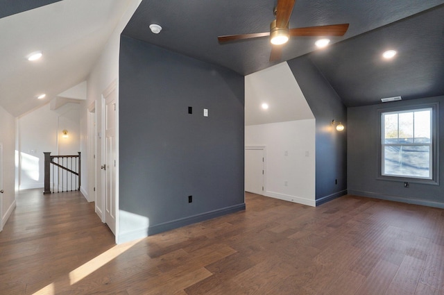 1115 S National Ave, Springfield, MO 65804 - bonus room with vaulted ceiling, ceiling fan, wood finished floors, and recessed lighting