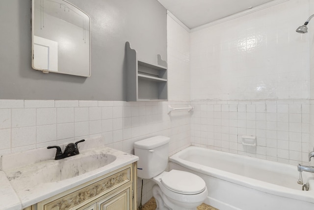 1524 S Thelma Ave, Springfield, MO 65807 - bathroom with vanity, shower / washtub combination, and tile walls