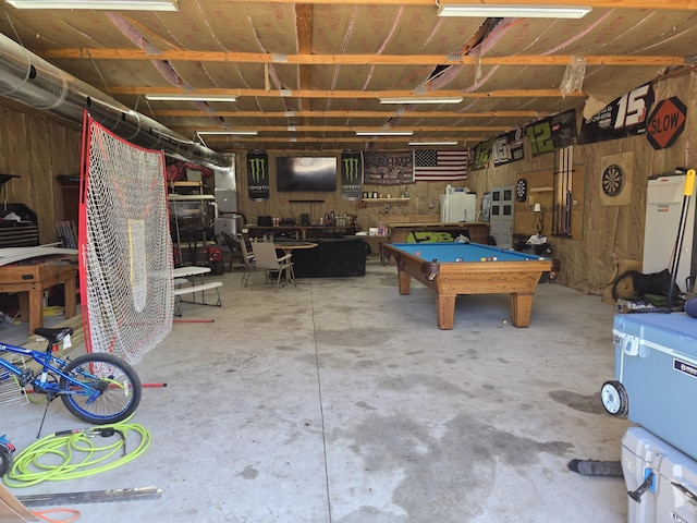 206 Ada St, Greenfield, MO 65661 - game room with unfinished concrete flooring, billiards table, and a garage