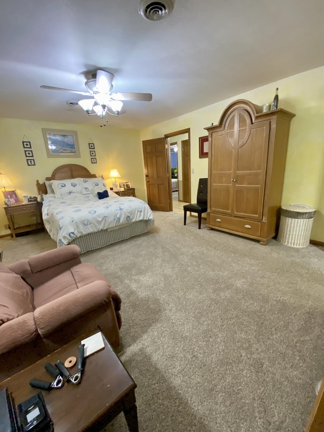 1605 S Park Ave, Aurora, MO 65605 - bedroom with light colored carpet and ceiling fan