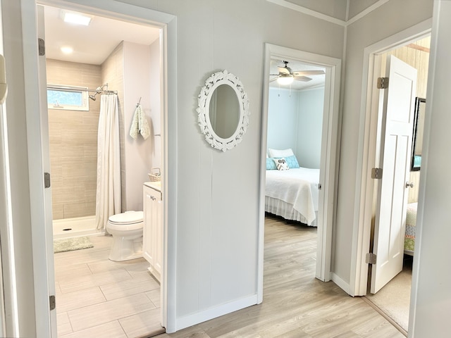 25795 Canyon Dr, Hermitage, MO 65668 - hall with light wood-style flooring and ornamental molding