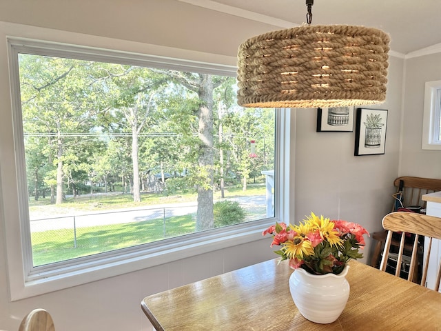 25795 Canyon Dr, Hermitage, MO 65668 - dining room with ornamental molding and plenty of natural light