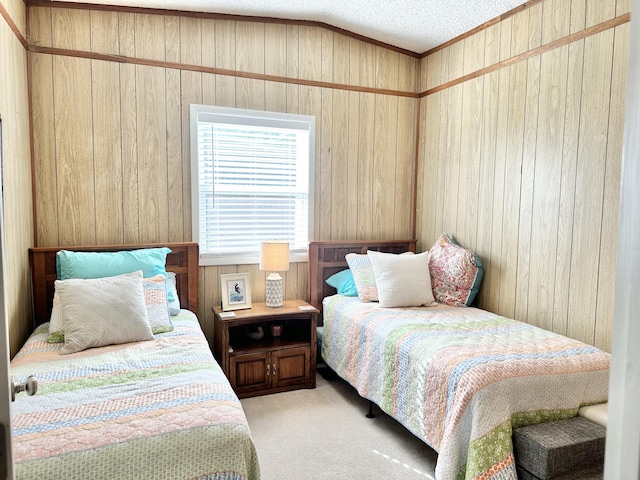 25795 Canyon Dr, Hermitage, MO 65668 - carpeted bedroom with wooden walls and ornamental molding