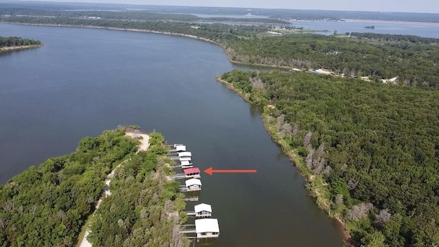 25795 Canyon Dr, Hermitage, MO 65668 - aerial overview of property's location featuring a nearby body of water and a forest