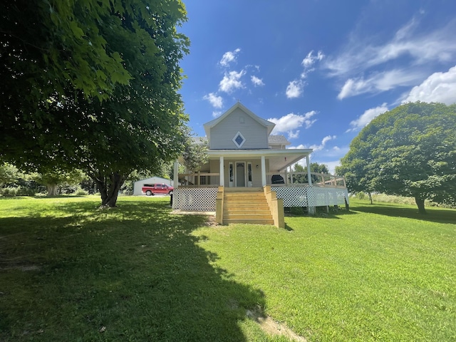 289 Backyard St, Crane, MO 65633 - view of front of house featuring a porch, a front yard, and stairs