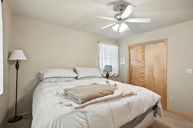 22562 Air Park Dr, Golden, MO 65658 - bedroom with carpet, a closet, and a ceiling fan