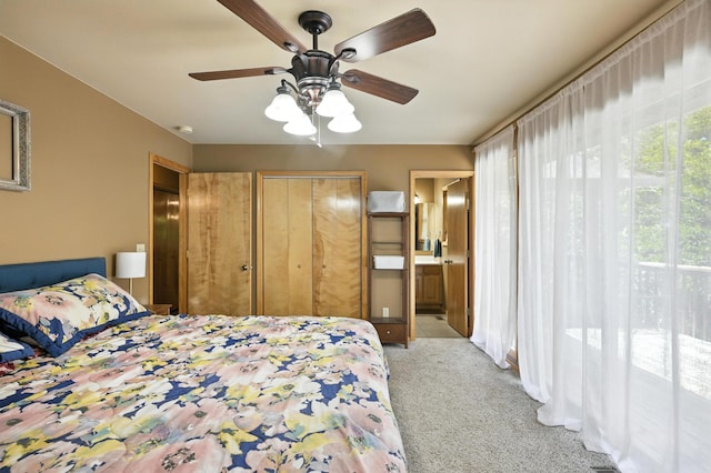 22562 Air Park Dr, Golden, MO 65658 - bedroom featuring light carpet, ensuite bath, and a ceiling fan