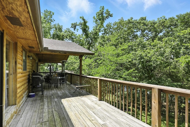 22562 Air Park Dr, Golden, MO 65658 - wooden terrace with outdoor dining space
