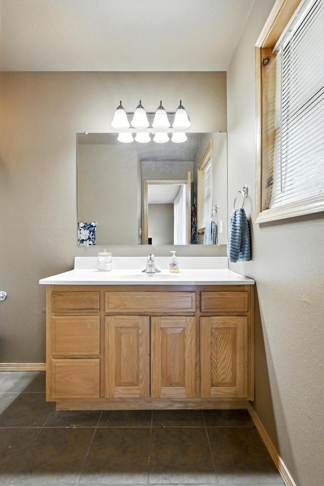 22562 Air Park Dr, Golden, MO 65658 - bathroom with vanity and tile patterned flooring