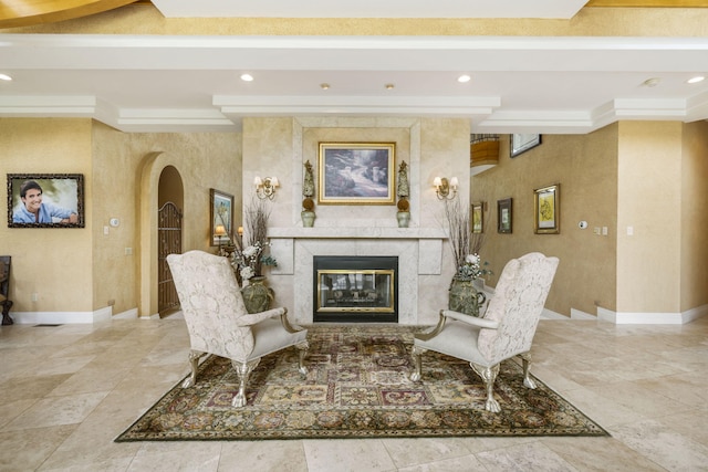 318 S Farm Rd Unit 193, Springfield, MO 65809 - living room with arched walkways, a high end fireplace, and recessed lighting