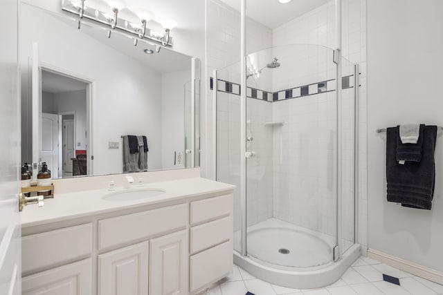 318 S Farm Rd Unit 193, Springfield, MO 65809 - full bathroom with a stall shower, vanity, and tile patterned flooring