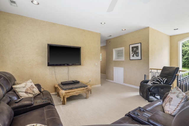 318 S Farm Rd Unit 193, Springfield, MO 65809 - living area featuring carpet flooring, ceiling fan, and recessed lighting