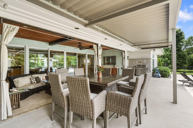 318 S Farm Rd Unit 193, Springfield, MO 65809 - view of patio featuring a ceiling fan, outdoor dining space, and grilling area