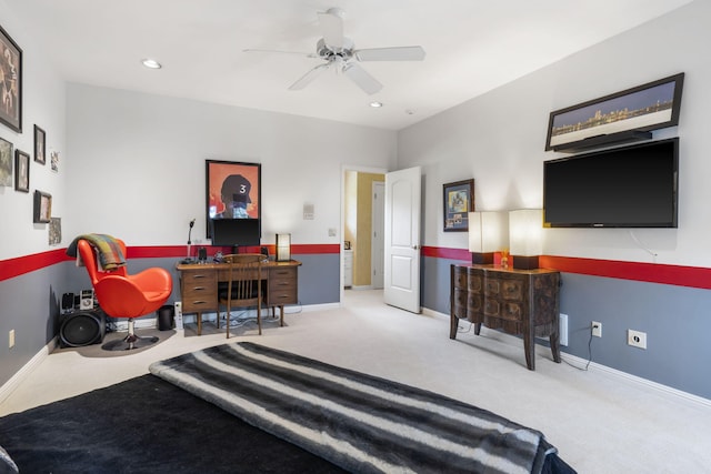 318 S Farm Rd Unit 193, Springfield, MO 65809 - bedroom with recessed lighting, carpet, and ceiling fan