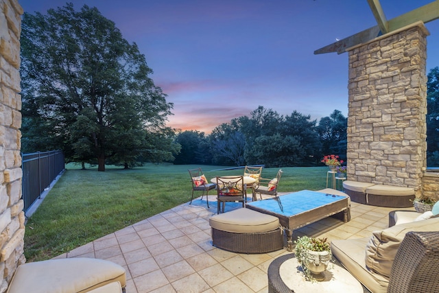 318 S Farm Rd Unit 193, Springfield, MO 65809 - patio terrace at dusk with a patio area and an outdoor living space