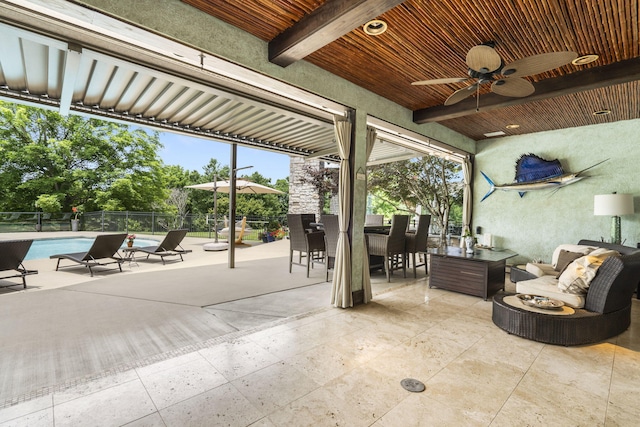 318 S Farm Rd Unit 193, Springfield, MO 65809 - view of patio / terrace with outdoor dining area, a ceiling fan, and outdoor lounge area