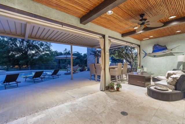 318 S Farm Rd Unit 193, Springfield, MO 65809 - view of patio with an outdoor living space, ceiling fan, and a swimming pool