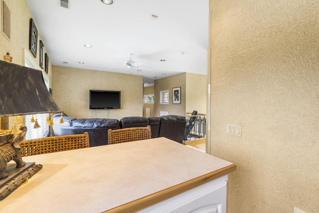 318 S Farm Rd Unit 193, Springfield, MO 65809 - living area featuring a ceiling fan and recessed lighting
